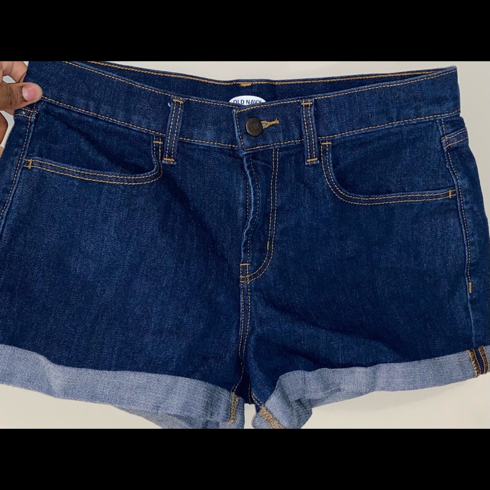 Dark wash denim shorts